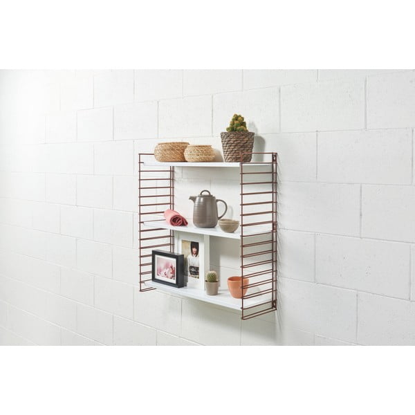 3 līmeņu plaukts ar vara krāsas detaļām un baltiem plauktiem Metaltex Libro, platums 70 cm-image-1