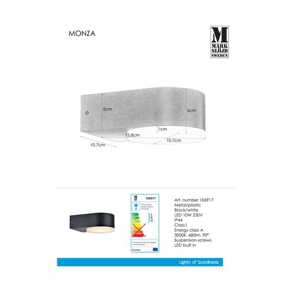 Melna sienas lampa Markslöjd Monza-image-2