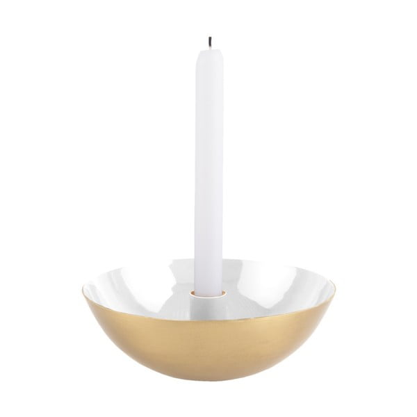 Balts svečturis ar zelta detaļām PT LIVING Tub, ⌀ 17 cm