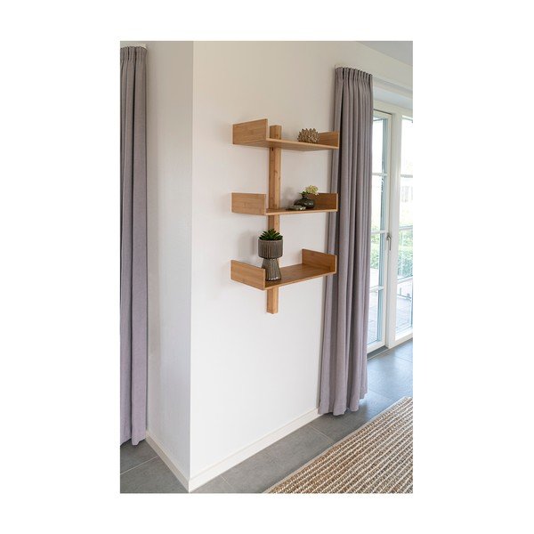 Dabīga toņa daudzlīmeņu bambusa sienas plaukts 50 cm Villa – House Nordic-image-1