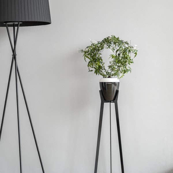 Balts un melns pašapūdeņojošs pods Plastia Calimera A1, ø 17 cm-image-1
