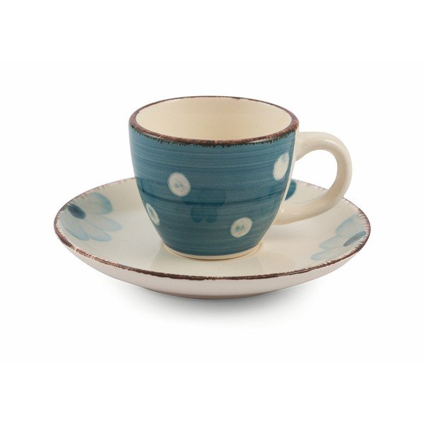 6 krāsainu keramikas espresso tasīšu komplekts ar apakštasītēm VDE Tivoli 1996 Tazzine-image-4