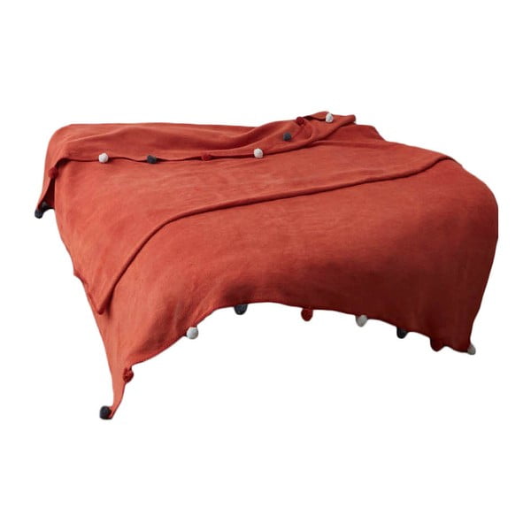 Ķieģeļu sarkans flīsa gultas pārklājs 200x220 cm Pom Pom – Mijolnir