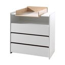 Balta priedes masīvkoka zema bērnu kumode ar pārtinamo galdiņu 90x106 cm KIDDY – Vipack