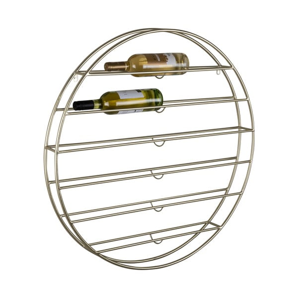 Zelta krāsas sienas metāla vīna plaukts pudeļu skaits 12 80x80x9 cm Redondo – PT LIVING-image-3