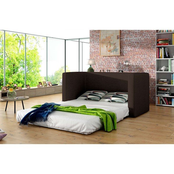 Brūns salokāms dīvāns no šenila auduma 132 cm Neva – ELTAP-image-2