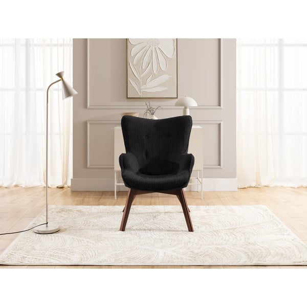Melns velveta atpūtas krēsls Niko – Ropez-image-1
