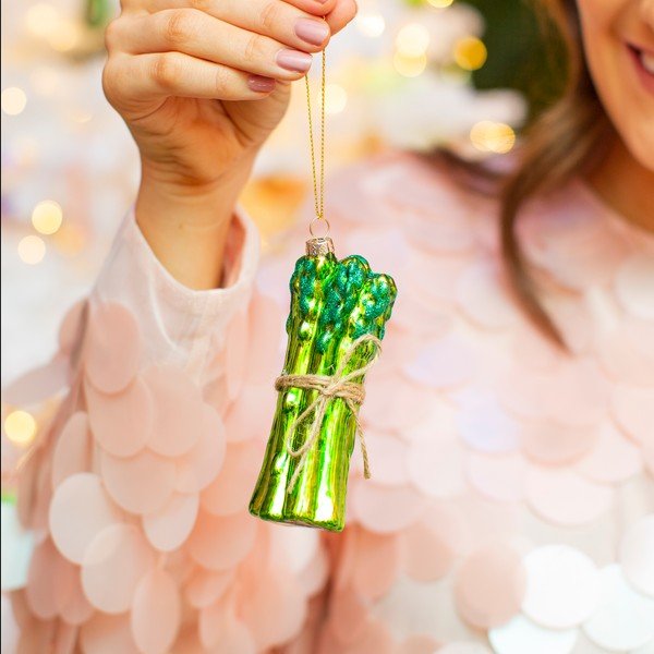 Stikla Ziemassvētku eglītes rotājums Asparagus – Sass & Belle-image-1