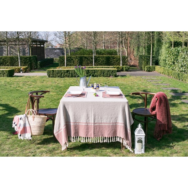 Bēšs un rozā kokvilnas galdauts Tiseco Home Studio, 250 x 150 cm-image-2