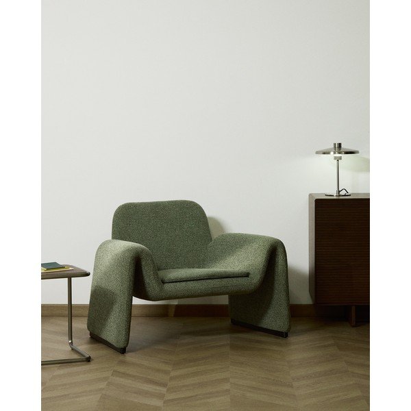 Zaļš atpūtas krēsls no šenila auduma Melvia – Kave Home-image-1