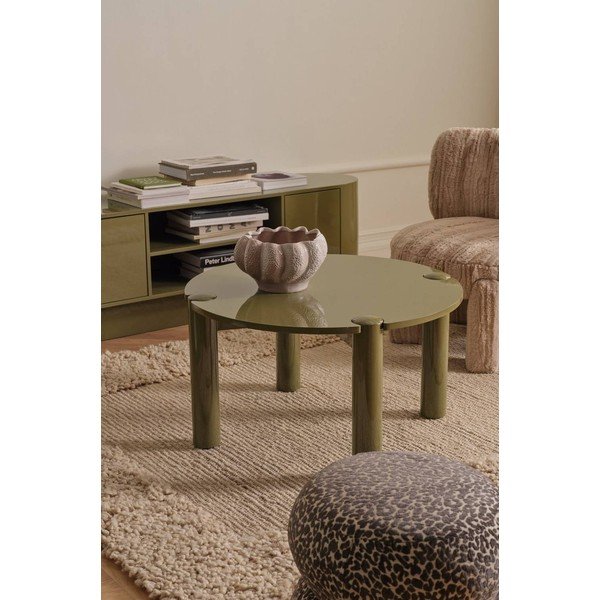 Haki apaļš žurnālgaldiņš no MDF ø 80 cm Pussel – Ellos Home-image-1