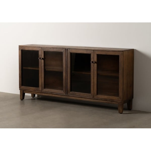 Brūna mango masīvkoka vitrīna 180x87x35 cm Ravi – Ixia-image-1