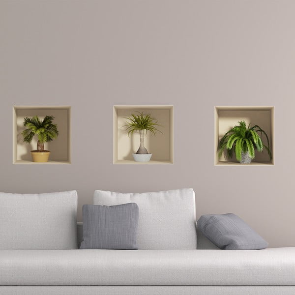 3 uzlīmju komplekts ar 3D efektu Ambiance Palms-image-1