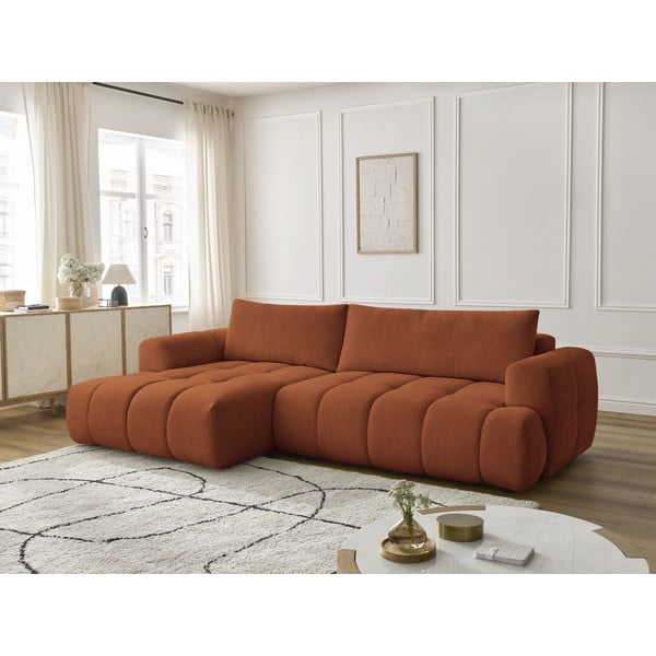 Ķieģeļu sarkans salokāms/ar uzglabāšanas vietu stūra dīvāns (ar kreiso stūri/ar zvilni) Fuji – Bobochic Paris-image-1