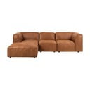 Konjaka brūns stūra dīvāns no pārstrādātas ādas Bonami Selection Fairfield, kreisais stūris, 282 cm