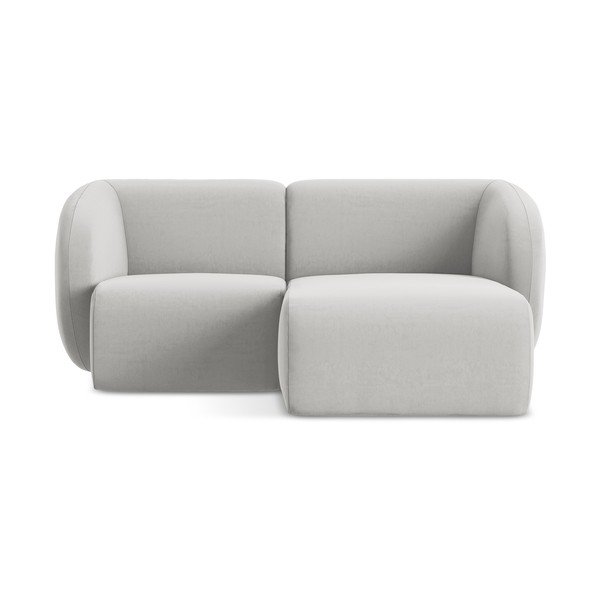 Gaiši pelēks samta stūra dīvāns (ar labo stūri/ar zvilni) Lani – Makamii