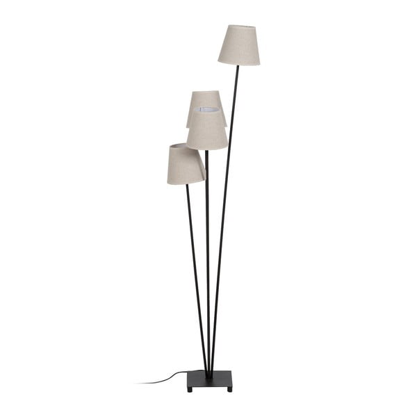 Melna/krēmkrāsas stāvlampa ar auduma abažūru (augstums 144 cm) – Ixia