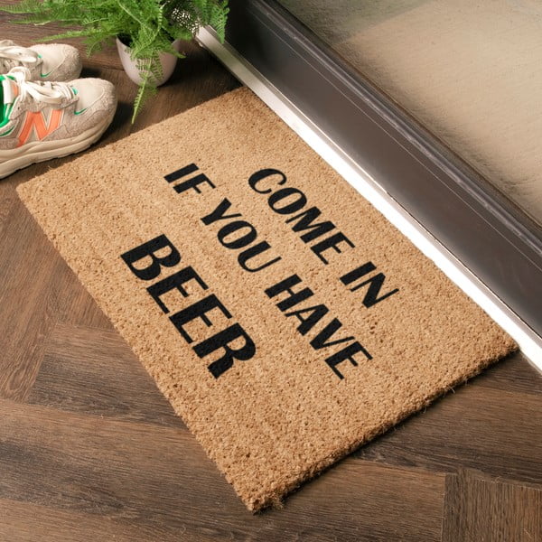 Kokosšķiedras kājslauķis 40x60 cm Come again and bring beer – Artsy Doormats-image-1