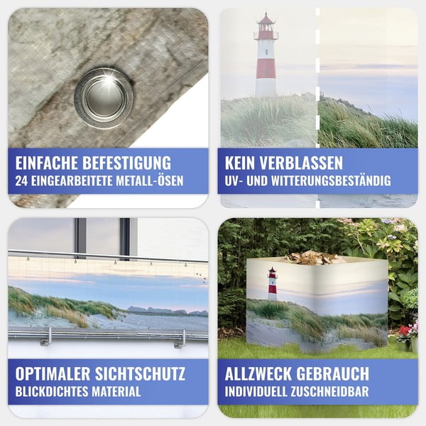 Plastmasas balkona aizslietnis 500x85 cm North Sea Coast – Maximex-image-1