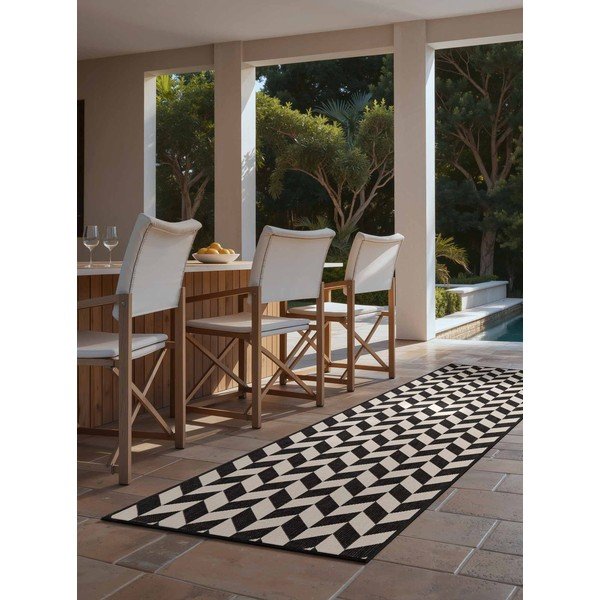 Melns/krēmkrāsas iekštelpu un āra celiņa paklājs 80x200 cm Haringey Terrick – Ted Baker-image-2