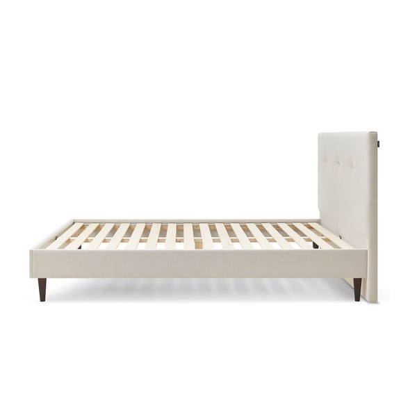 Bēša mīksta divguļamā gulta ar režģi 160x200 cm Tory – Bobochic Paris-image-2