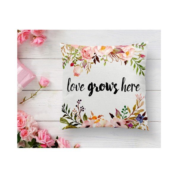 Spilvendrāna Minimalist Cushion Covers Love Grows Here, 45 x 45 cm-image-3