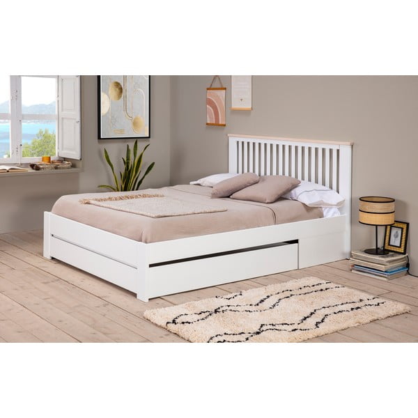 Balta divvietīga gulta ar režģi 140x190 cm Enara – Marckeric-image-4