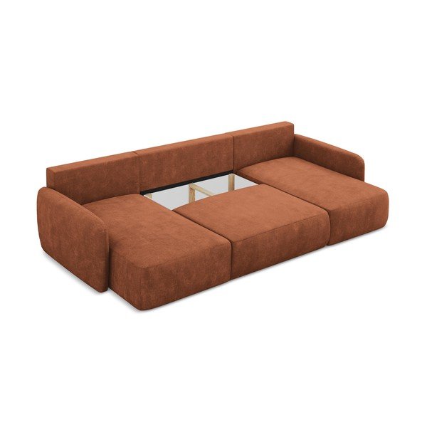 Terakotas oranžs salokāms (U veida) stūra dīvāns no šenila auduma ar uzglabāšanas vietu Lilo – Makamii-image-3