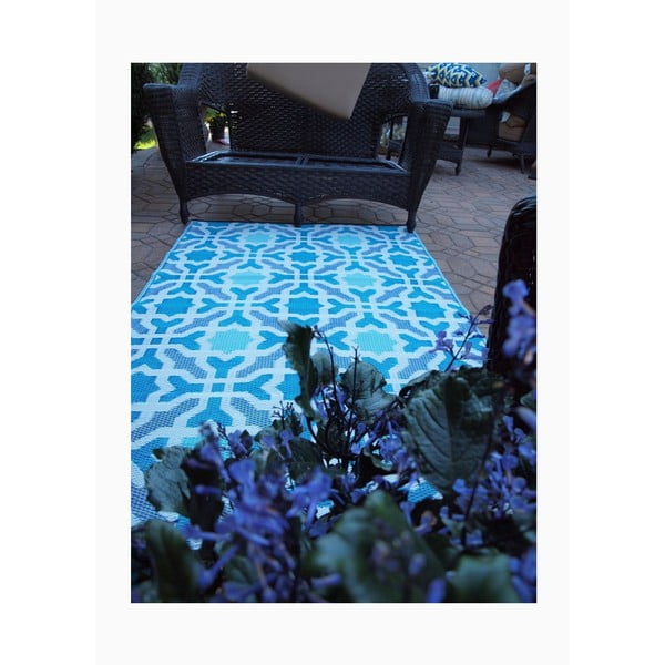 Zils divpusējs āra paklājs no pārstrādātas plastmasas Fab Hab Seville, 150 x 240 cm-image-4