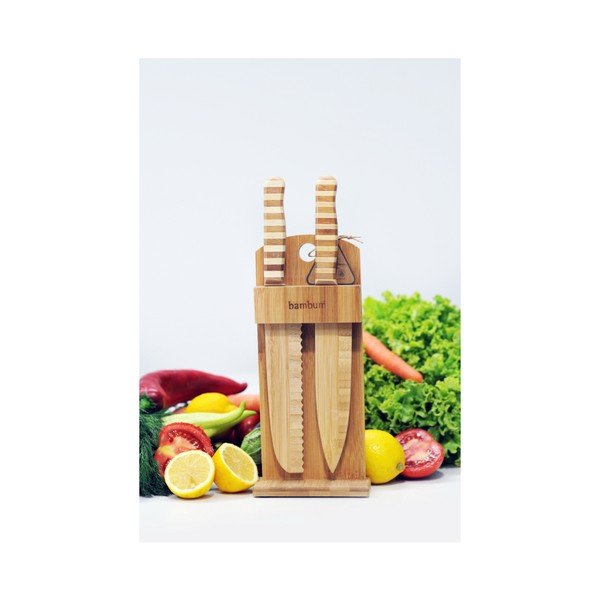 Bambusa statīvs ar 2 nažiem Bambum Chapati-image-1