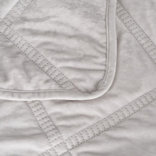 Krēmkrāsas samta stepēts gultas pārklājs 230x260 cm – Ixia-image-1