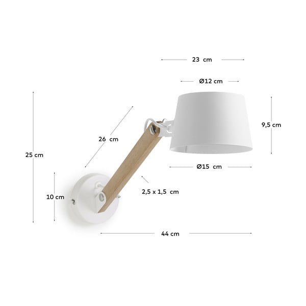 Balta/dabīga toņa bērnu sienas lampa ar metāla abažūru ø 60 cm Muse – Kave Home-image-2