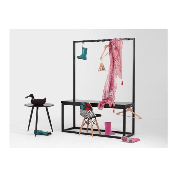 Melns mēteļu statīvs ar melnu soliņu CustomForm Next, platums 120 cm-image-4