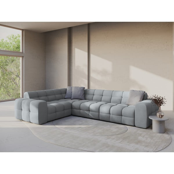 Pelēks stūra dīvāns (ar kreiso stūri/L veida) Kendal – Micadoni -image-1