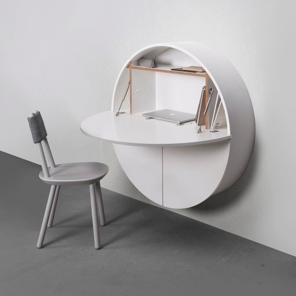 Balts daudzfunkcionāls sienas galds EMKO Pill-image-2