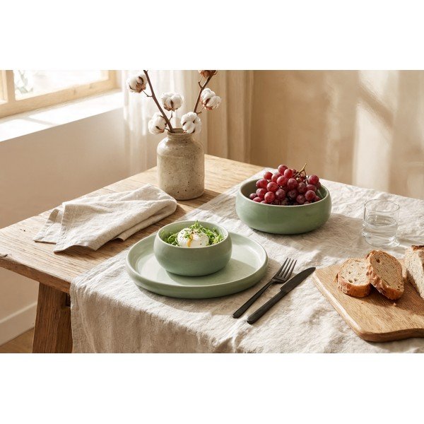 Zaļi akmensmasas šķīvji (4 gab.) ø 22 cm Aura Rondo – Bonami Selection-image-3