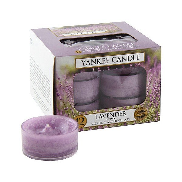 12 Yankee Candle lavandas aromāta sveču komplekts, degšanas laiks 4 - 6 stundas.