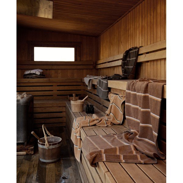 Melns/gaiši pelēks kokvilnas dvielis 50x100 cm Sauna – Zone-image-1