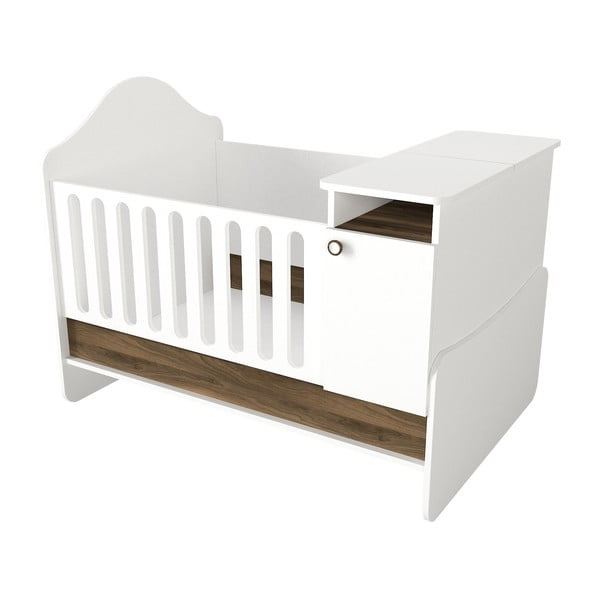 Balta/dabīga toņa bērnu gultiņa ar veļas kasti 80x100 cm Lora – Kalune Design