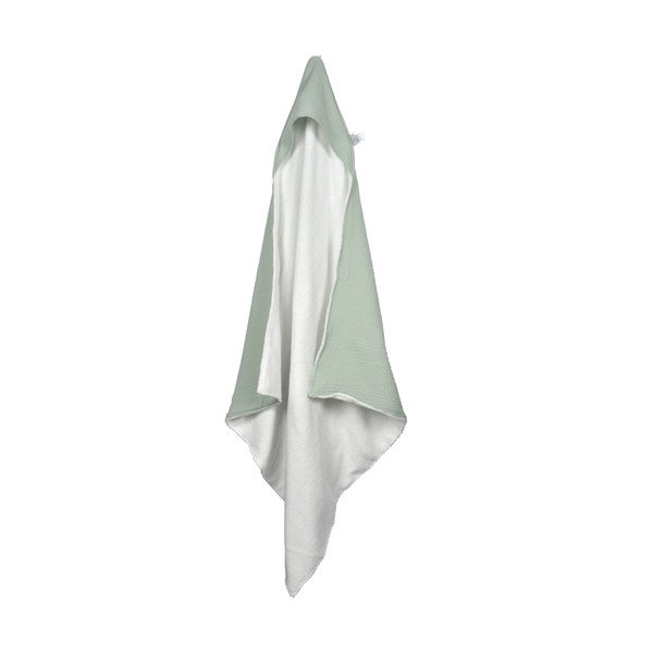 Zaļš muslīna bērnu dvielis ar kapuci 75x75 cm – Bébé Douceur-image-2