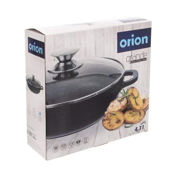 Kastrolis ar nelīpošu virsmu un stikla vāku Pfluon Granit Orion Grande, ⌀ 28 cm-image-3