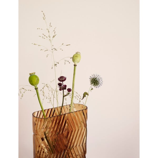 Oranža stikla vāze Hübsch Deco, augstums 18 cm-image-1