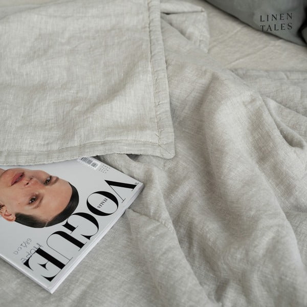 Dabīga toņa lina stepēts gultas pārklājs 140x220 cm Melange – Linen Tales-image-4