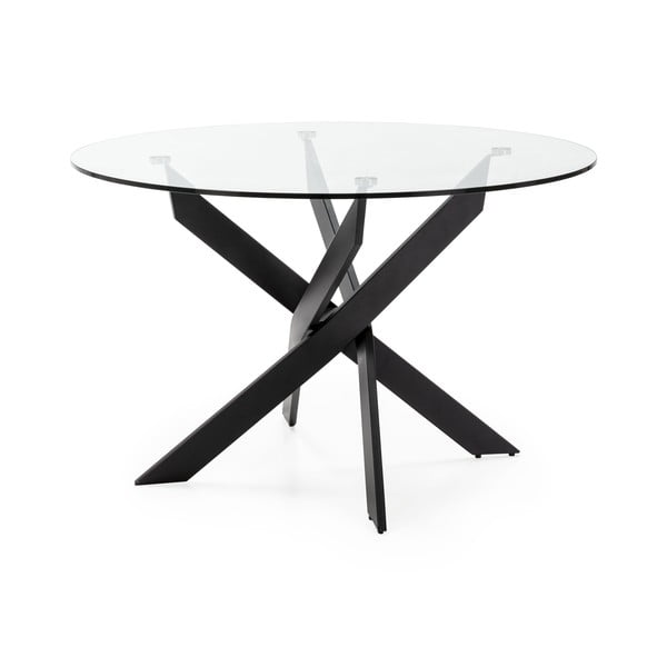Apaļš ēdamgalds ar stikla galda virsmu 120x120 cm Ruth – Marckeric-image-2