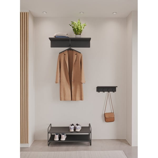 Melns tērauda sienas pakaramais ar plauktu 21,5 cm A-Coat – Zone-image-1