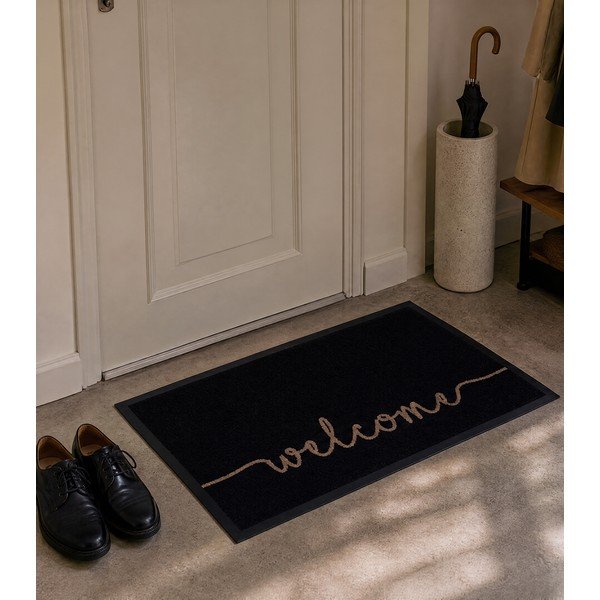 Melns durvju paklājs Hanse Home Cozy Welcome, 45 x 75 cm-image-1