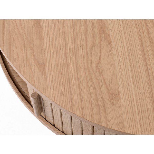 Gaiša dabīga toņa apaļš žurnālgaldiņš ar ozolkoka imitāciju ø 85 cm Meta – Unique Furniture-image-4