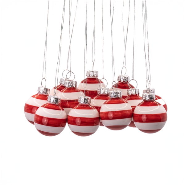Stikla ar rokām izgatavotas Ziemassvētku eglītes bumbiņas (12 gab.) ø 3 cm Bauble Stripe – Sass & Belle