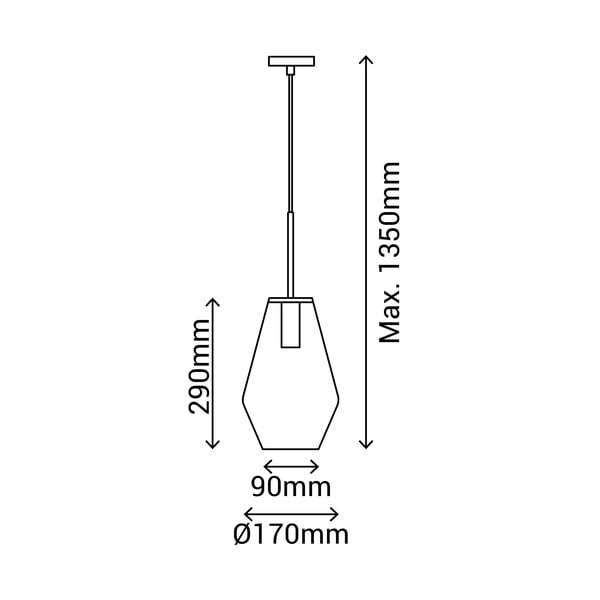 Melns piekaramais gaismeklis SULION Lily, augstums 120 cm-image-3