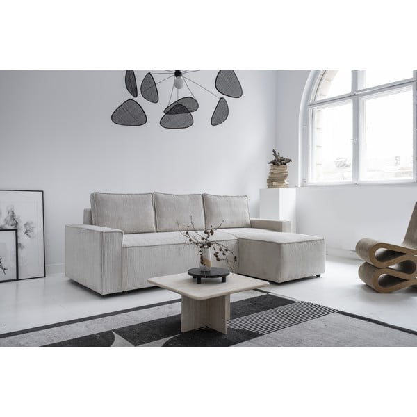 Balts velveta salokāms stūra dīvāns (ar maināmu stūri) Brave Dave – Miuform-image-3